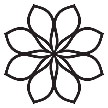 Tatlı Mandala. Süslü, yuvarlak karalama çiçeği beyaz arka planda izole edilmiş. Geometrik dekoratif süs.