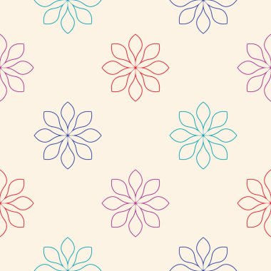 Mandala çiçeğiyle soyut, pürüzsüz desen. Mozaik, fayans, benek. Çiçek arka planı.