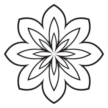 Tatlı Mandala. Süslü, yuvarlak karalama çiçeği beyaz arka planda izole edilmiş. Etnik doğu tarzında Geometrik dekoratif süs.