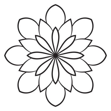 Tatlı Mandala. Süslü, yuvarlak karalama çiçeği beyaz arka planda izole edilmiş. Etnik doğu tarzında Geometrik dekoratif süs.