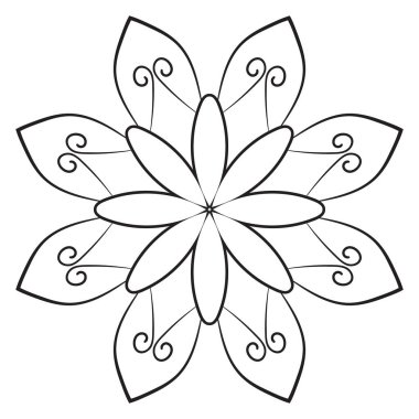 Tatlı Mandala. Süslü, yuvarlak karalama çiçeği beyaz arka planda izole edilmiş. Etnik doğu tarzında Geometrik dekoratif süs.