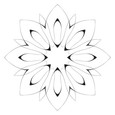 Tatlı Mandala. Süslü, yuvarlak karalama çiçeği beyaz arka planda izole edilmiş. Etnik doğu tarzında Geometrik dekoratif süs.