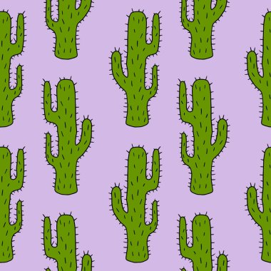 Çizgi filmdeki kaktüssüz kaktüs deseni. Çiçek arkaplan. Hoş bir tropik çizgi film elementi..