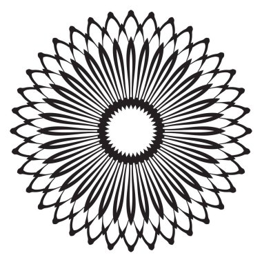 Tatlı Mandala. Süslü, yuvarlak karalama çiçeği beyaz arka planda izole edilmiş. Etnik doğu tarzında Geometrik dekoratif süs.