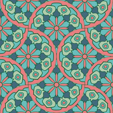 Soyut mandala balık pulu pürüzsüz desen. Süslü fayans, mozaik arka plan. Çiçek işi sonsuz kart. Arapça, Hintçe, sedir motifleri.