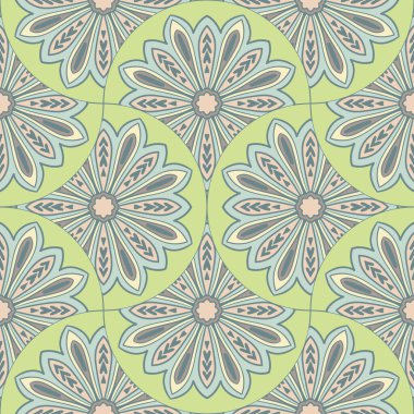 Soyut mandala balık pulu pürüzsüz desen. Süslü fayans, mozaik arka plan. Çiçek işi sonsuz kart. Arapça, Hintçe, sedir motifleri.