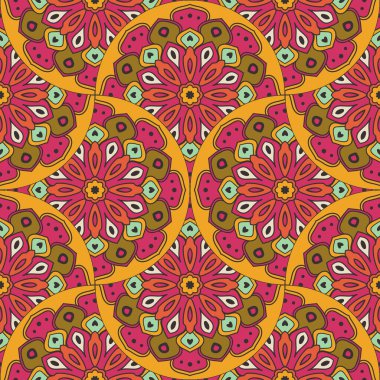 Soyut mandala balık pulu pürüzsüz desen. Süslü fayans, mozaik arka plan. Çiçek işi sonsuz kart. Arapça, Hintçe, sedir motifleri.