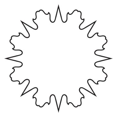 Soyut karalama, kıvrımlı ince çizgi, yuvarlak çerçeve, beyaz arkaplanda izole edilmiş. Mandala sınırı. 