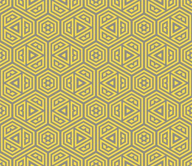 Soyut fantezi ince çizgi altıgen, üçgen geometrik dikişsiz desen. Yaratıcı mozaik, fayans arkaplanı.