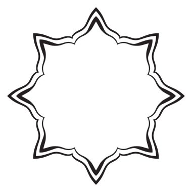 Soyut karalama, kıvrımlı ince çizgi, yuvarlak çerçeve, beyaz arkaplanda izole edilmiş. Mandala sınırı. 