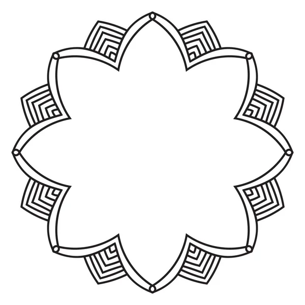 Abstraktní Kudrnaté Tenké Čáry Kulaté Rám Izolované Bílém Pozadí Mandala — Stockový vektor
