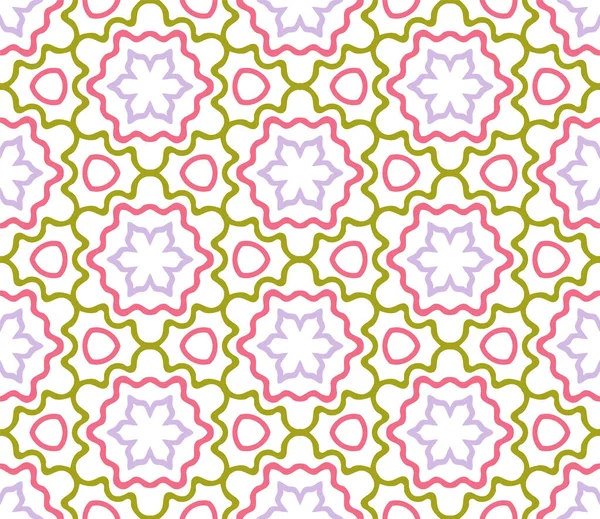 Abstrait Coloré Ligne Mince Fleur Gribouille Motif Sans Couture Fond — Image vectorielle