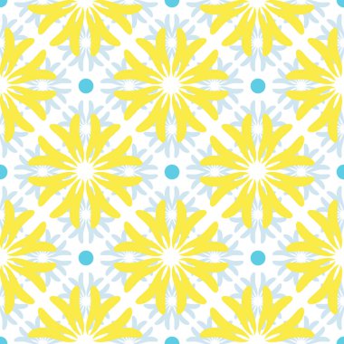 Mandala çiçeğiyle soyut, pürüzsüz desen. Mozaik, fayans, benek. Çiçek arka planı.