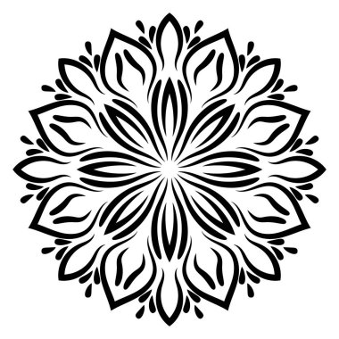 Tatlı Mandala. Süslü, yuvarlak karalama çiçeği beyaz arka planda izole edilmiş. Etnik doğu tarzında Geometrik dekoratif süs.