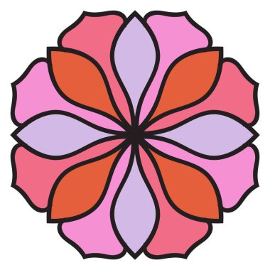 Tatlı Mandala. Süslü, yuvarlak karalama çiçeği beyaz arka planda izole edilmiş. Etnik doğu tarzında Geometrik dekoratif süs.