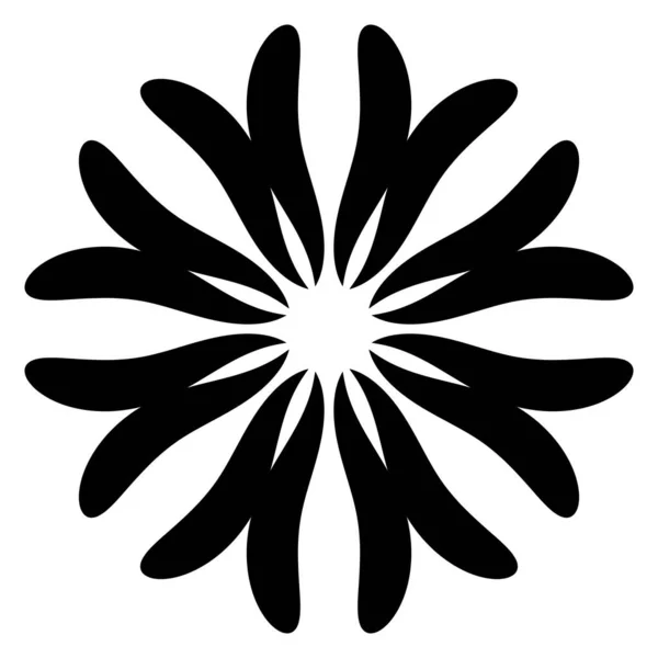 Кут Мандала Орнаментальна Квітка Круглої Каракулі Ізольована Білому Тлі Геометричний — стоковий вектор
