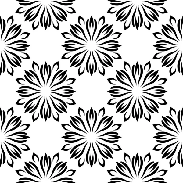 Patrón Sin Costura Abstracto Con Flor Mandala Mosaico Azulejo Lunares — Vector de stock