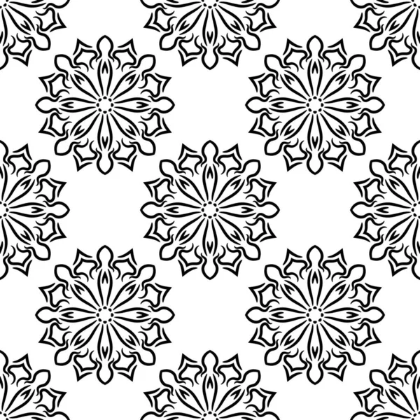 Абстрактный Бесшовный Рисунок Цветком Мандалы Мозаика Плитка Горошек Цветочный Фон — стоковый вектор