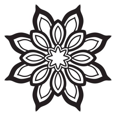 Tatlı Mandala. Süslü, yuvarlak karalama çiçeği beyaz arka planda izole edilmiş. Etnik doğu tarzında Geometrik dekoratif süs.