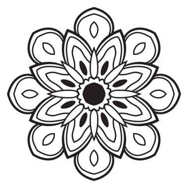 Tatlı Mandala. Süslü, yuvarlak karalama çiçeği beyaz arka planda izole edilmiş. Etnik doğu tarzında Geometrik dekoratif süs.