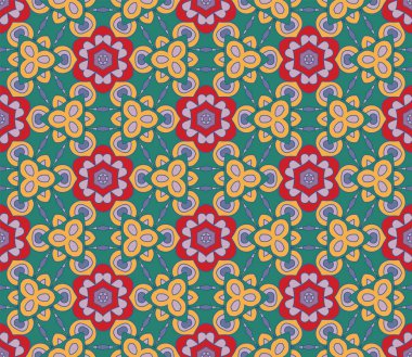 Soyut renkli karalamalı çiçek deseni. Çiçek arkaplan. Mozaik, ince çizgi süslemesi seramiği.