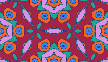 Soyut renkli karalamalı çiçek deseni. Çiçek arkaplan. Mozaik, ince çizgi süslemesi seramiği.