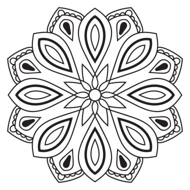 Tatlı Mandala. Süslü, yuvarlak karalama çiçeği beyaz arka planda izole edilmiş. Etnik doğu tarzında Geometrik dekoratif süs.