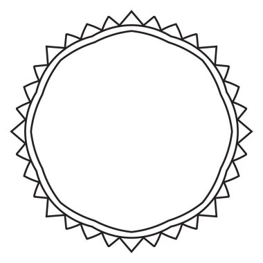 Soyut karalama, kıvrımlı ince çizgi, yuvarlak çerçeve, beyaz arkaplanda izole edilmiş. Mandala sınırı. 