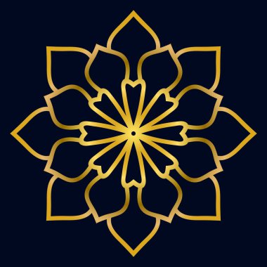 Güzel altın Mandala. Süslü, yuvarlak karalama çiçeği beyaz arka planda izole edilmiş. Etnik doğu tarzında Geometrik dekoratif süs.