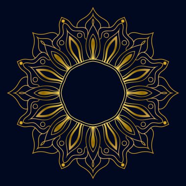 Güzel altın Mandala. Süslü, yuvarlak karalama çiçeği beyaz arka planda izole edilmiş. Etnik doğu tarzında Geometrik dekoratif süs.
