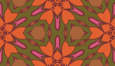 Soyut renkli karalamalı çiçek deseni. Çiçek arkaplan. Mozaik, ince çizgi süslemesi seramiği.