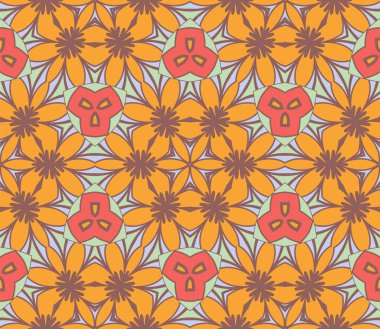 Soyut renkli karalamalı çiçek deseni. Çiçek arkaplan. Mozaik, ince çizgi süslemesi seramiği.