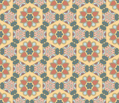 Soyut renkli karalamalı çiçek deseni. Çiçek arkaplan. Mozaik, ince çizgi süslemesi seramiği.