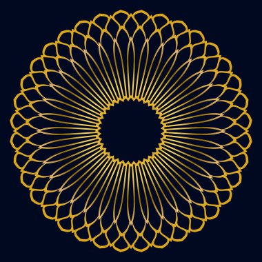 Güzel altın Mandala. Süslü, yuvarlak karalama çiçeği beyaz arka planda izole edilmiş. Etnik doğu tarzında Geometrik dekoratif süs.