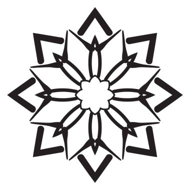 Tatlı Mandala. Süslü, yuvarlak karalama çiçeği beyaz arka planda izole edilmiş. Etnik doğu tarzında Geometrik dekoratif süs.