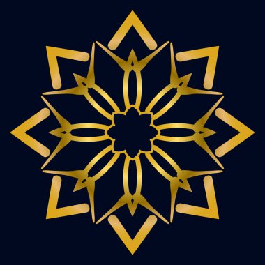 Güzel altın Mandala. Süslü, yuvarlak karalama çiçeği beyaz arka planda izole edilmiş. Etnik doğu tarzında Geometrik dekoratif süs.