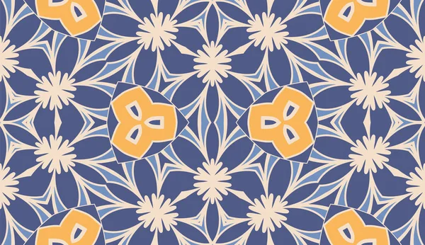Abstrakcyjny Kolorowy Kwiat Doodle Bezszwowy Wzór Kwiatowe Tło Mozaika Płytka — Wektor stockowy