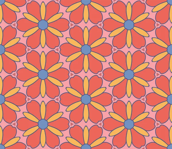 Patrón Sin Costura Flor Garabato Colorido Abstracto Fondo Floral Mosaico — Archivo Imágenes Vectoriales