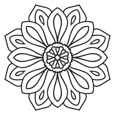 Tatlı Mandala. Süslü, yuvarlak karalama çiçeği beyaz arka planda izole edilmiş. Etnik doğu tarzında Geometrik dekoratif süs.