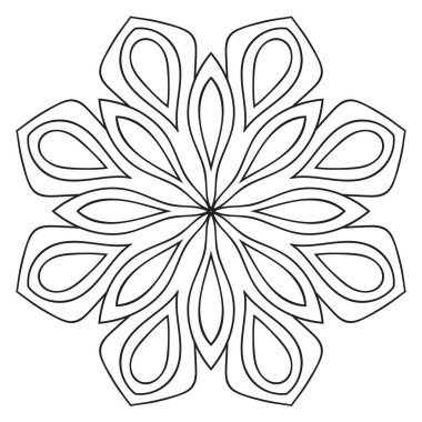 Tatlı Mandala. Süslü, yuvarlak karalama çiçeği beyaz arka planda izole edilmiş. Etnik doğu tarzında Geometrik dekoratif süs.