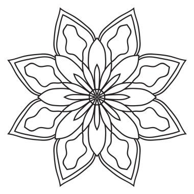 Tatlı Mandala. Süslü, yuvarlak karalama çiçeği beyaz arka planda izole edilmiş. Etnik doğu tarzında Geometrik dekoratif süs.