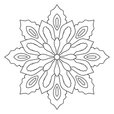 Tatlı Mandala. Süslü, yuvarlak karalama çiçeği beyaz arka planda izole edilmiş. Etnik doğu tarzında Geometrik dekoratif süs.