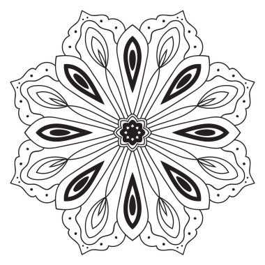 Tatlı Mandala. Süslü, yuvarlak karalama çiçeği beyaz arka planda izole edilmiş. Etnik doğu tarzında Geometrik dekoratif süs.