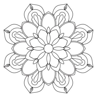 Tatlı Mandala. Süslü, yuvarlak karalama çiçeği beyaz arka planda izole edilmiş. Etnik doğu tarzında Geometrik dekoratif süs.