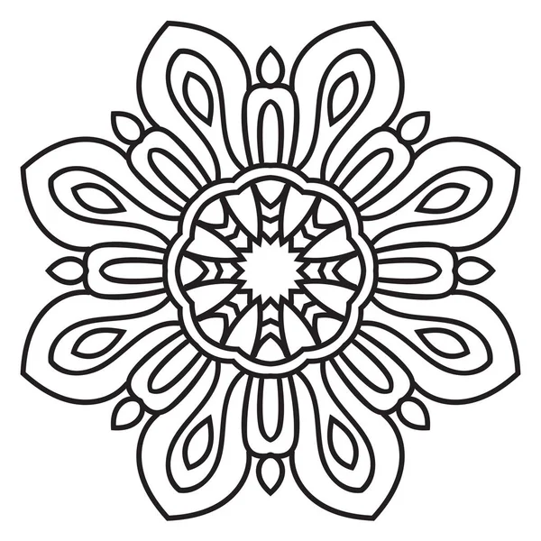 Leuke Mandala Decoratieve Ronde Doodle Bloem Geïsoleerd Witte Achtergrond Geometrische — Stockvector