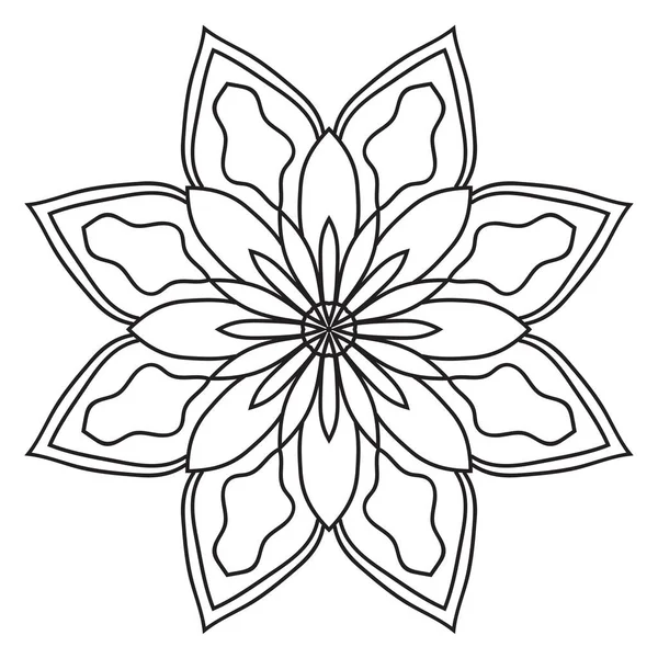 Roztomilá Mandala Ozdobné Kulaté Čmáranice Květiny Izolované Bílém Pozadí Geometrická — Stockový vektor