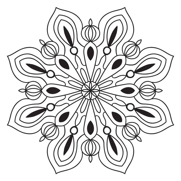 Niedliches Mandala Ornamentale Runde Doodle Blume Isoliert Auf Weißem Hintergrund — Stockvektor