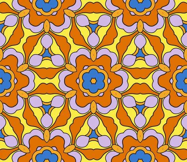 Modèle Sans Couture Abstrait Fleurs Doodle Colorées Fond Floral Mosaïque — Image vectorielle
