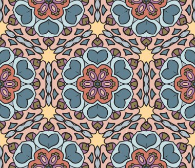 Soyut renkli karalamalı çiçek deseni. Çiçek arkaplan. Mozaik, ince çizgi süslemesi seramiği.