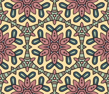 Soyut renkli karalamalı çiçek deseni. Çiçek arkaplan. Mozaik, ince çizgi süslemesi seramiği.